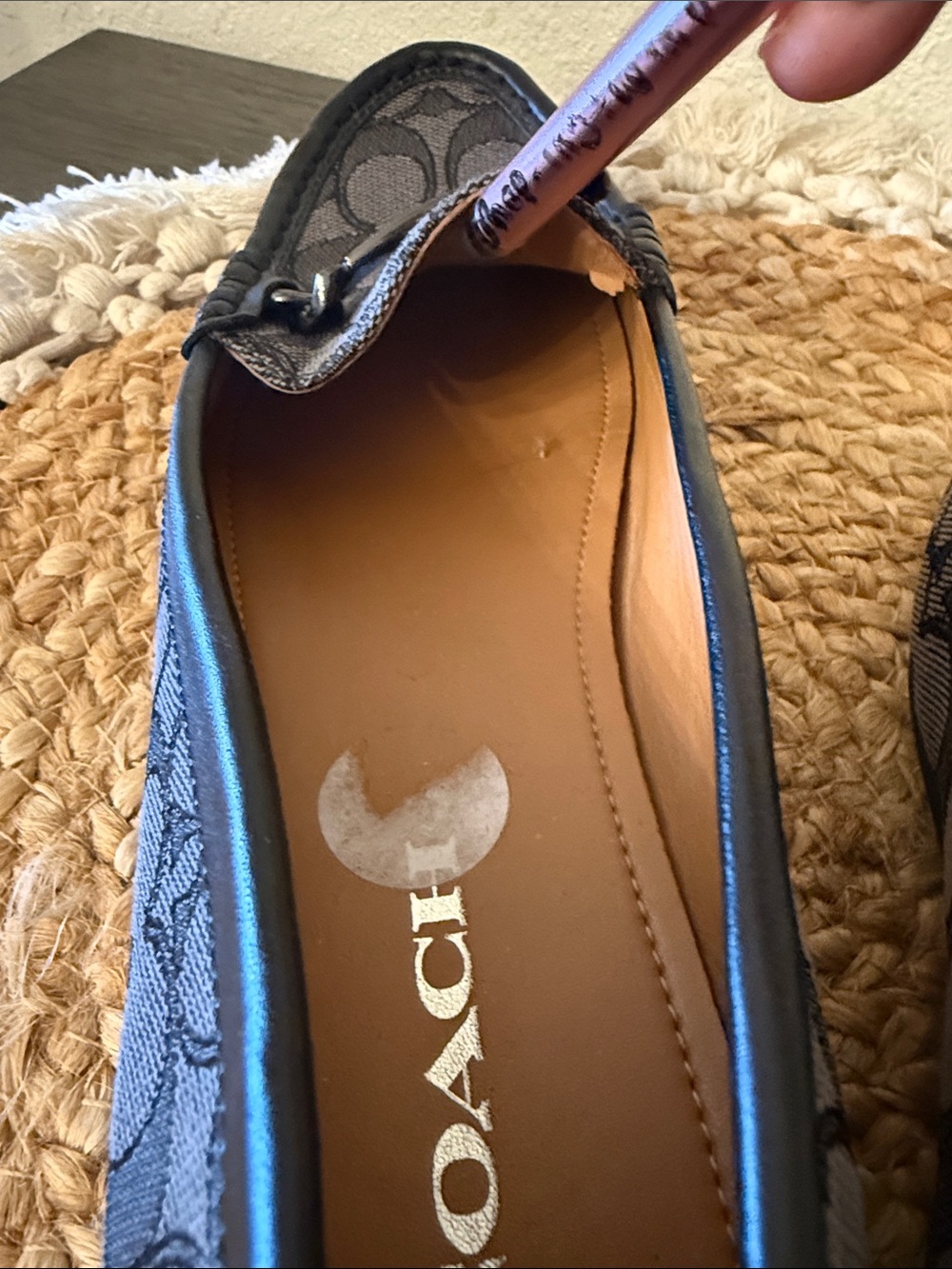 Coach Signature Jacquard Loafers Black Grey Monogram Moccasins Shoes 8.5 - Picture 9 of 17